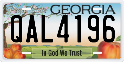 GA license plate QAL4196