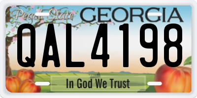 GA license plate QAL4198