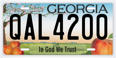 GA license plate QAL4200