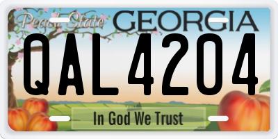 GA license plate QAL4204