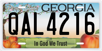 GA license plate QAL4216