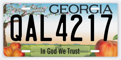 GA license plate QAL4217