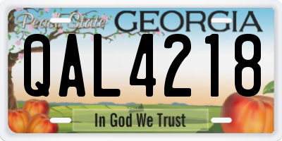 GA license plate QAL4218