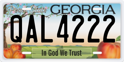 GA license plate QAL4222