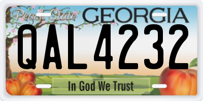 GA license plate QAL4232