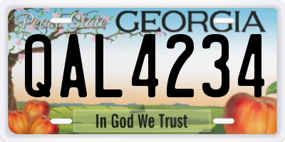 GA license plate QAL4234