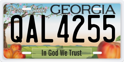 GA license plate QAL4255