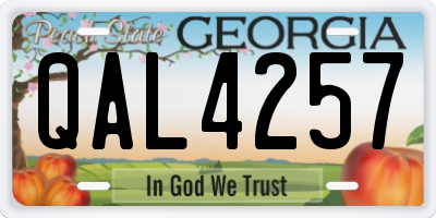 GA license plate QAL4257