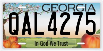 GA license plate QAL4275