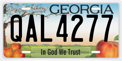 GA license plate QAL4277