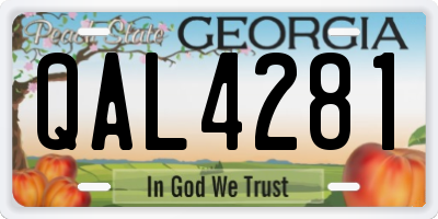 GA license plate QAL4281