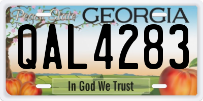 GA license plate QAL4283