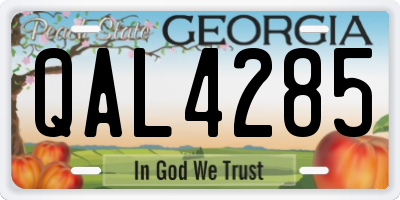 GA license plate QAL4285