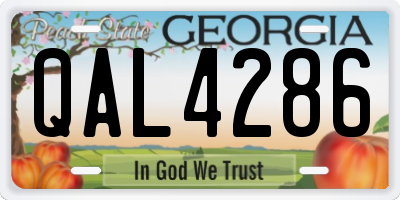 GA license plate QAL4286