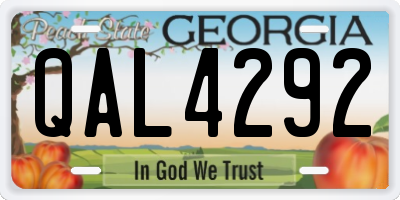 GA license plate QAL4292