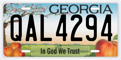 GA license plate QAL4294