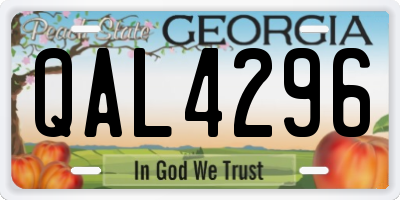 GA license plate QAL4296