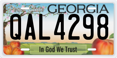 GA license plate QAL4298