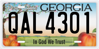 GA license plate QAL4301