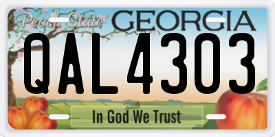 GA license plate QAL4303