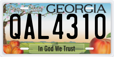 GA license plate QAL4310