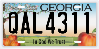 GA license plate QAL4311