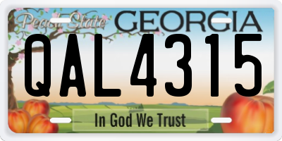 GA license plate QAL4315