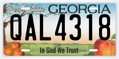 GA license plate QAL4318