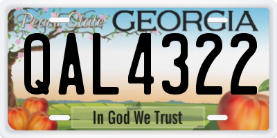 GA license plate QAL4322