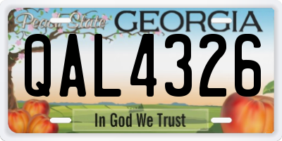 GA license plate QAL4326