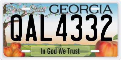 GA license plate QAL4332