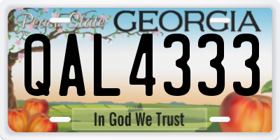 GA license plate QAL4333