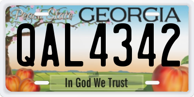 GA license plate QAL4342