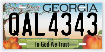 GA license plate QAL4343