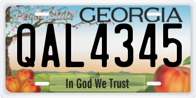 GA license plate QAL4345