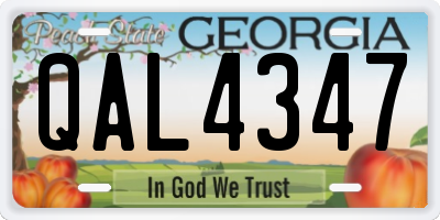 GA license plate QAL4347