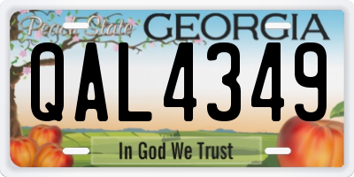 GA license plate QAL4349