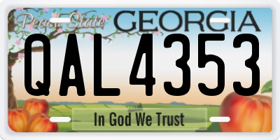 GA license plate QAL4353