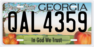 GA license plate QAL4359