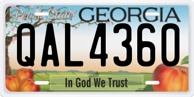 GA license plate QAL4360