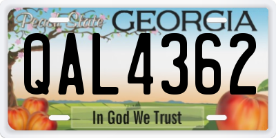 GA license plate QAL4362