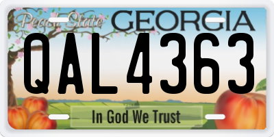 GA license plate QAL4363