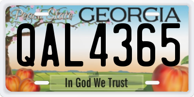 GA license plate QAL4365