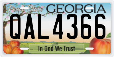 GA license plate QAL4366