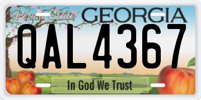 GA license plate QAL4367