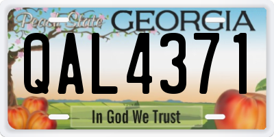 GA license plate QAL4371