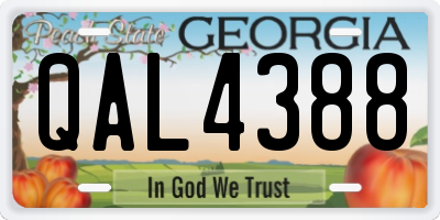 GA license plate QAL4388