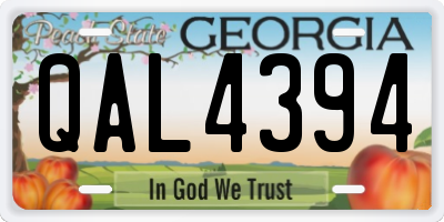 GA license plate QAL4394