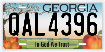 GA license plate QAL4396