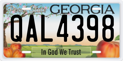 GA license plate QAL4398